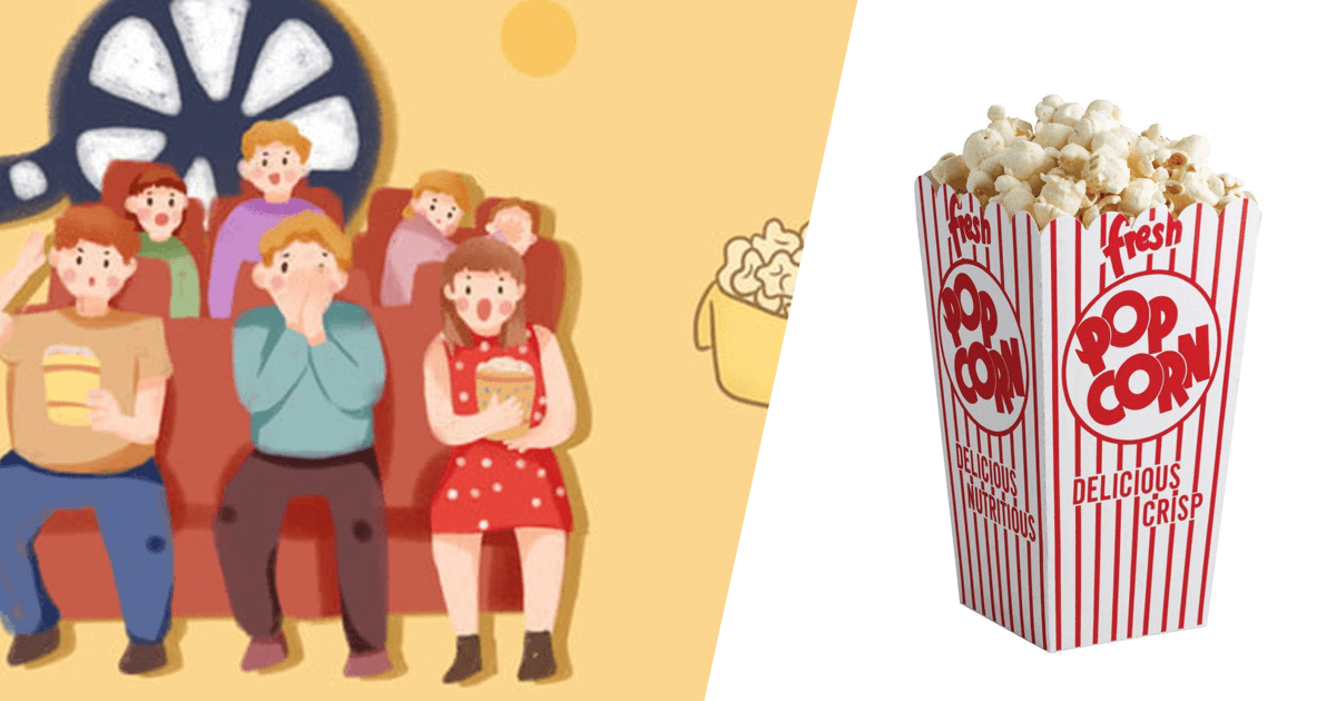 The popcorn boxes in the movie theater